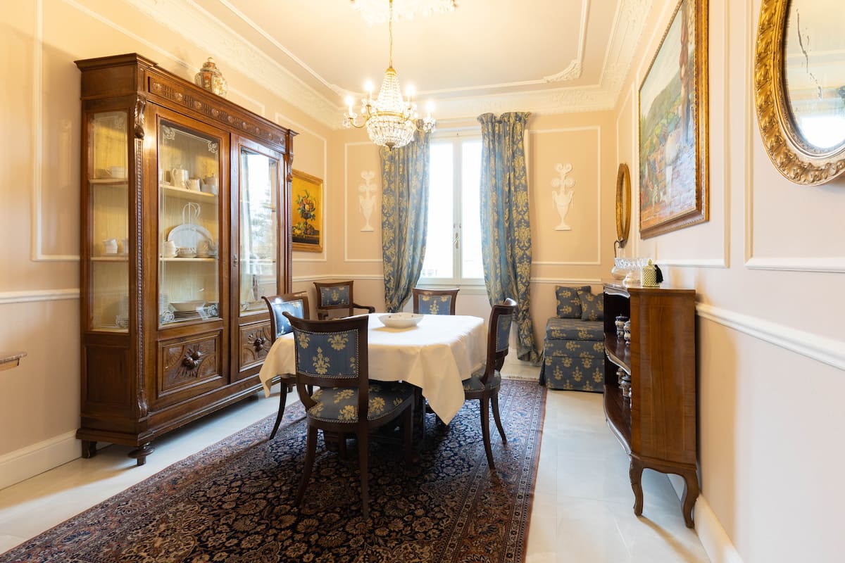 Dining room with antique cabinet
